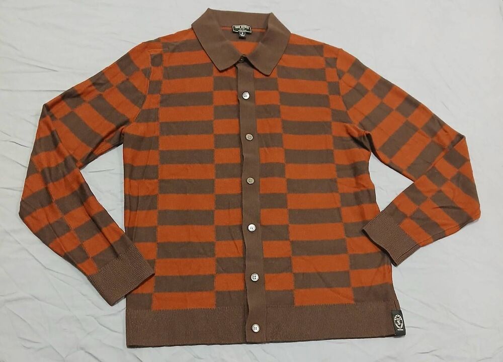Todd snyder Mens small rust brown polo sweater button fine wool quiet luxury